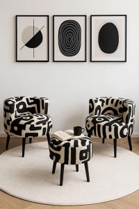 Bohem tarz Çay Seti Ikili Koltuk Berjer Ve Puf Takımı (salon, Balkon, Ofis) 3 Lü Takım